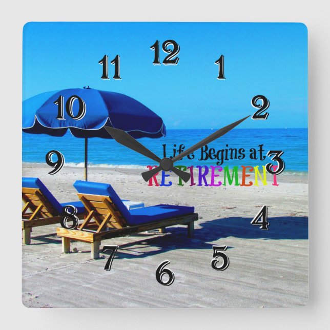 Relógio Quadrado A vida começa na reforma (Frente)