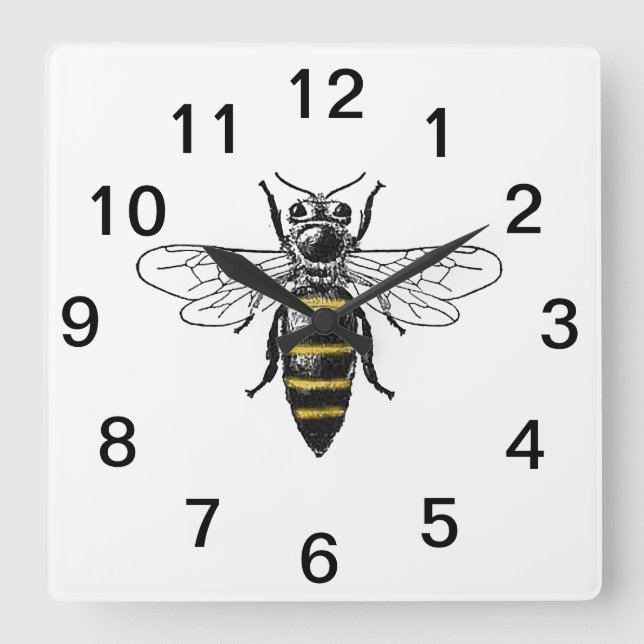 Relógio Quadrado Abelha Herádica de Pré-disquete nº 2 Casaco de Arm (Frente)