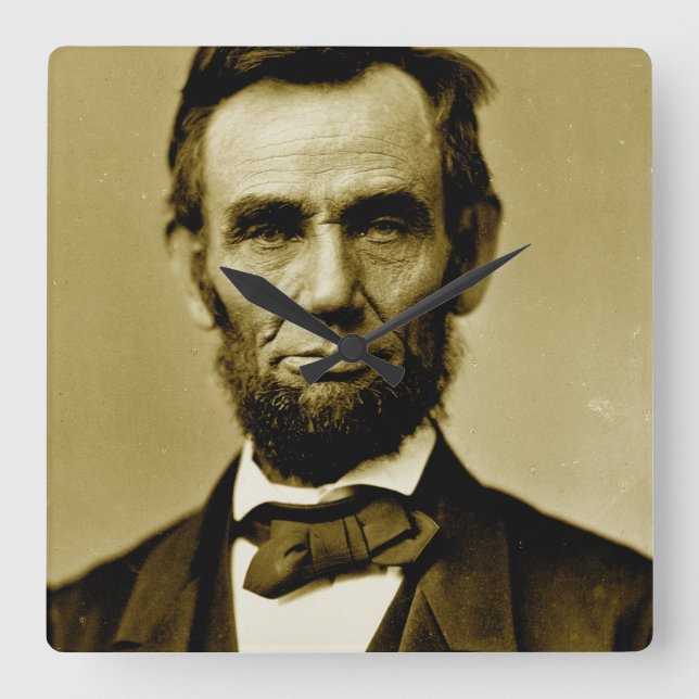 Relógio Quadrado Abraham Lincoln 16º Presidente dos EUA (Frente)
