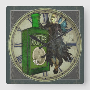 Relógio Quadrado Absinthe Fairy - La Fée Verte - Fada Verde