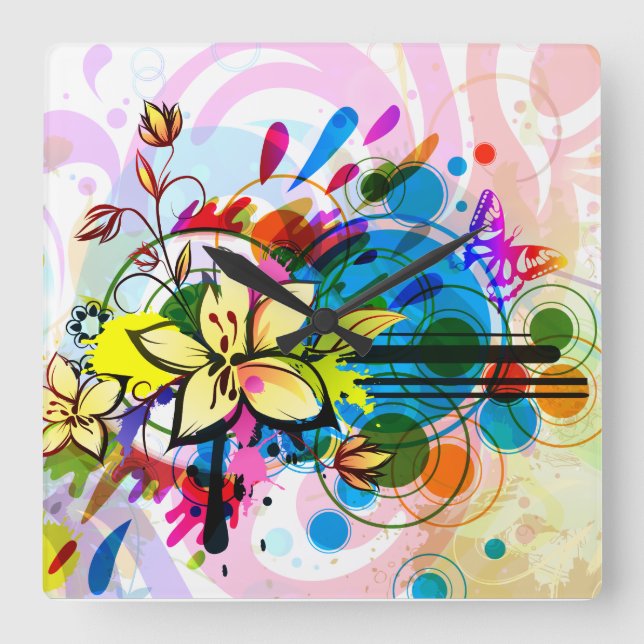 Relógio Quadrado Abstract Art 26 Clock (Frente)