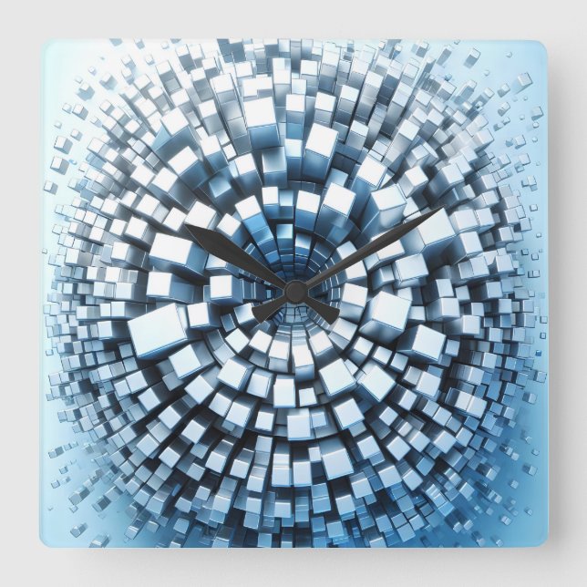 Relógio Quadrado abstract concentric columns (Frente)