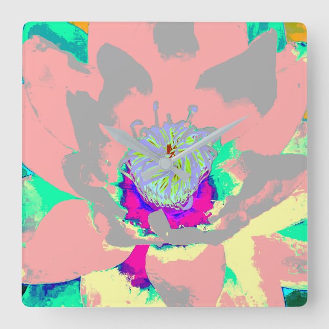 Relógio Quadrado Abstract floral clock (Frente)