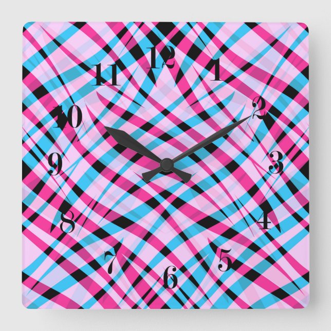 Relógio Quadrado Abstract modern geometrical striped bright summer (Frente)