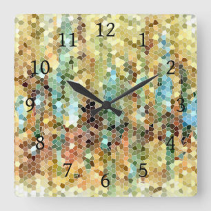 Relógio Quadrado Abstrato 22 mosaico