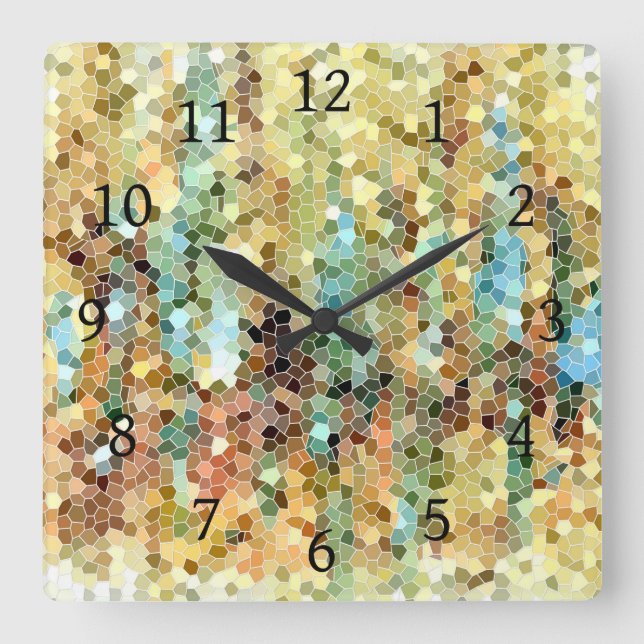 Relógio Quadrado Abstrato 22 mosaico (Frente)
