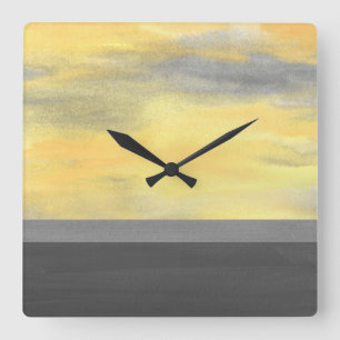 Relógio Quadrado Abstrato amarelo das cinzas moderno