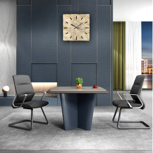 Relógio Quadrado Abstrato animal do preto do tigre do Sepia Dourado