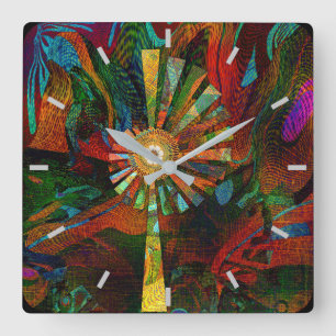 Relógio Quadrado Abstrato Art Wall Clock