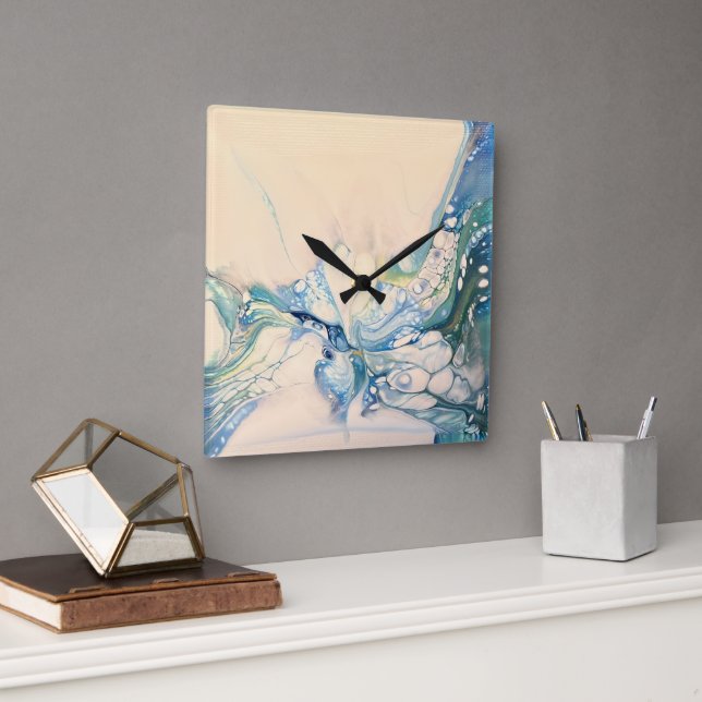 Relógio Quadrado Abstrato azul (Escritório)