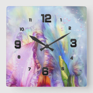 Relógio Quadrado Abstrato azul-rosa místico