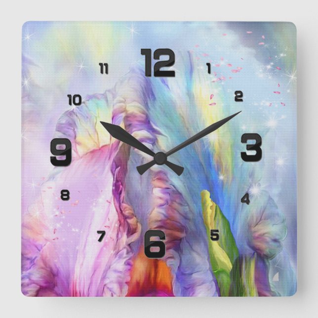 Relógio Quadrado Abstrato azul-rosa místico (Frente)