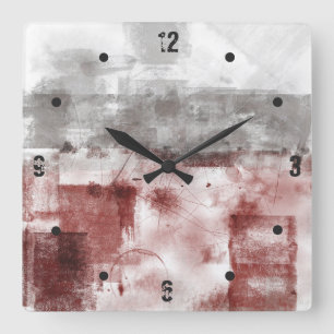 Relógio Quadrado abstrato Cinza preto e branco