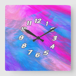Relógio Quadrado Abstrato de algodão doce numerado