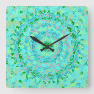 Relógio Quadrado Abstrato de Beachy Blue e Green