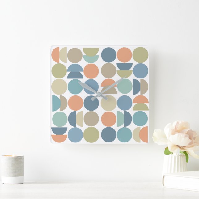 Relógio Quadrado Abstrato de Geo de Cor legal (Lar)