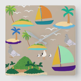 Relógio Quadrado Abstrato de praia