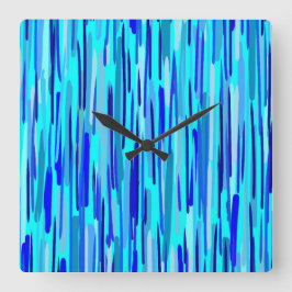 Relógio Quadrado Abstrato de queda de chuva azul
