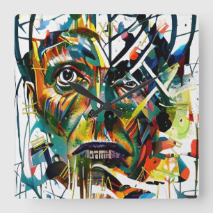 Relógio Quadrado Abstrato de uma alienígena