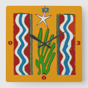 Relógio Quadrado Abstrato Desert Star Face