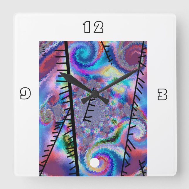 Relógio Quadrado Abstrato (Design AOM) (Frente)