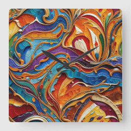 Relógio Quadrado Abstrato face trabalho de arte 1211 - Wall Clock
