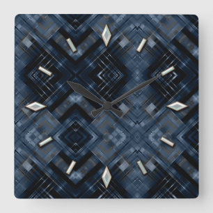 Relógio Quadrado Abstrato, geométrico, elegante, colorido, poligona