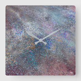 Relógio Quadrado Abstrato Glitter Wall Clock