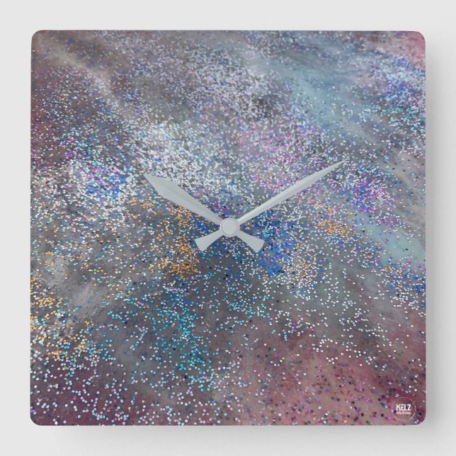 Relógio Quadrado Abstrato Glitter Wall Clock (Frente)