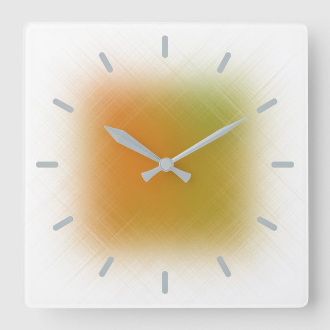 Relógio Quadrado Abstrato Laranja e Limão de Pastel (Frente)