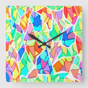 Relógio Quadrado Abstrato multicolor