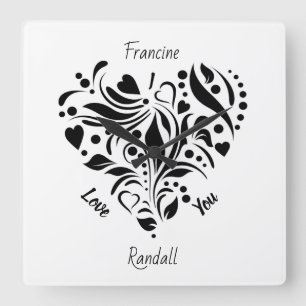Relógio Quadrado Abstrato personalizado Design de preto e branco