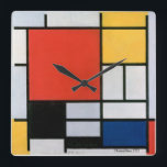 Relógio Quadrado Abstrato Piet Mondrian<br><div class="desc">Composição com vermelho,  amarelo,  azul e preto (1921) por Piet Mondrian. Uma de uma grande coleção de designs originais e antigos da Phoenix Retro.</div>