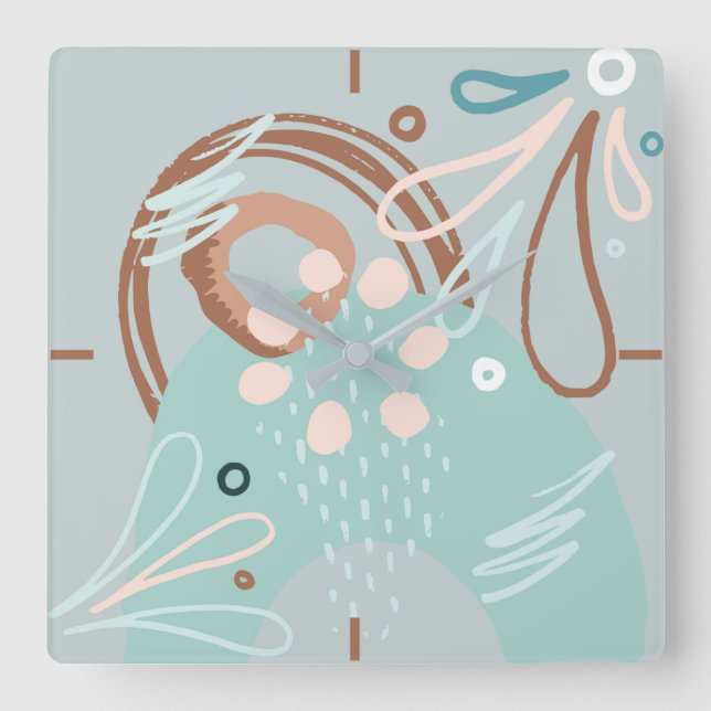 Relógio Quadrado Abstrato primavera (Frente)