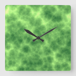 Relógio Quadrado Abstrato Processual Verde