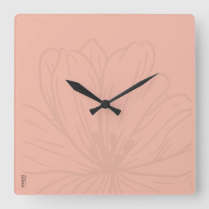 Relógio Quadrado Abstrato Rosa Dourado Chic Floral