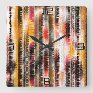 Relógio Quadrado Abstrato striped de papel fatiado em fatias