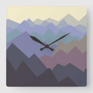 Relógio Quadrado Abstrato Winter Mounties Art