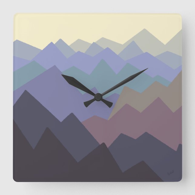 Relógio Quadrado Abstrato Winter Mounties Art (Frente)