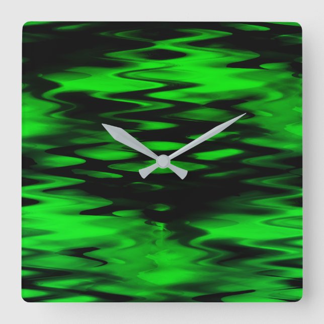 Relógio Quadrado Abstrato zigue-zague formando preto manchado a ver (Frente)