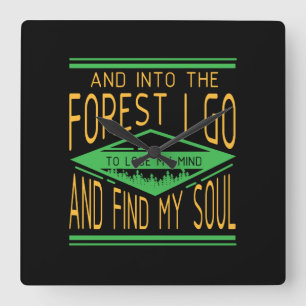 Relógio Quadrado Acampamento - Na Floresta Eu Vou Engraçado Acampam