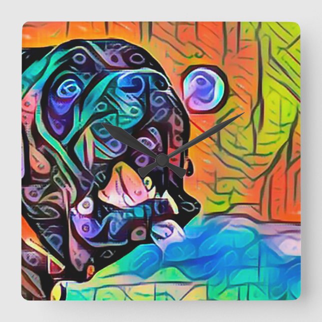 Relógio Quadrado Achilles the Cane Corso Bubble Clock (Frente)