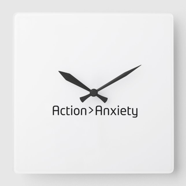 Relógio Quadrado Action Over Anxiety Minimalist Square Clock (Frente)