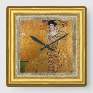 Relógio Quadrado Adele, Senhora em Ouro, Gustav Klimt, Tela, Enquad