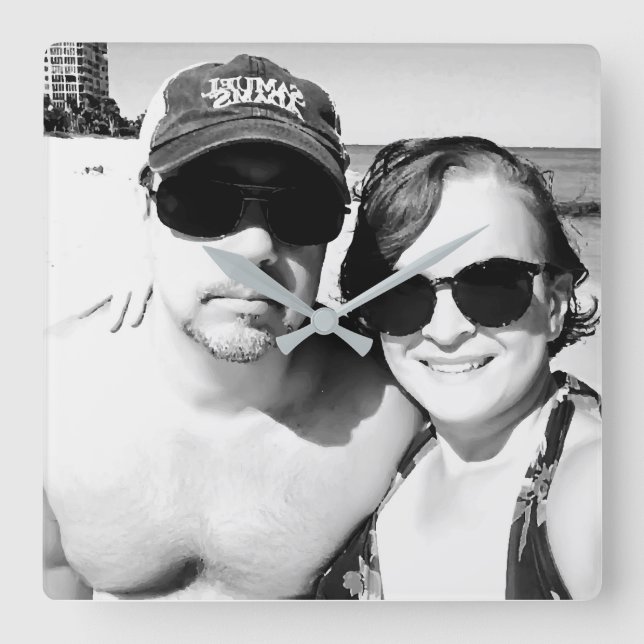 Relógio Quadrado Adicionar o Casal Personalizado de Imagem (Frente)