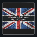 Relógio Quadrado Adicione seu texto ao Travesseiro decorativo de si<br><div class="desc">Adicionar o texto no sinalizador Inglês</div>