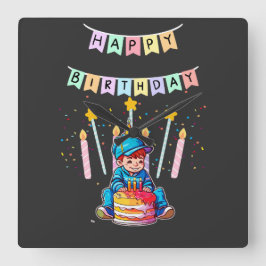 Relógio Quadrado Adorable Toddler First Birthday Cute Boy