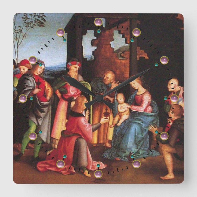 RELÓGIO QUADRADO ADORAÇÃO DO MAGI (Frente)