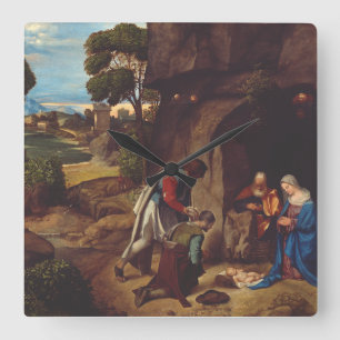 Relógio Quadrado Adoração dos Pastores por Giorgione