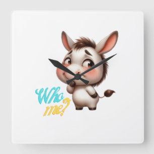 Relógio Quadrado Adorável Donkey para o Natal de 2024 - Presente pe